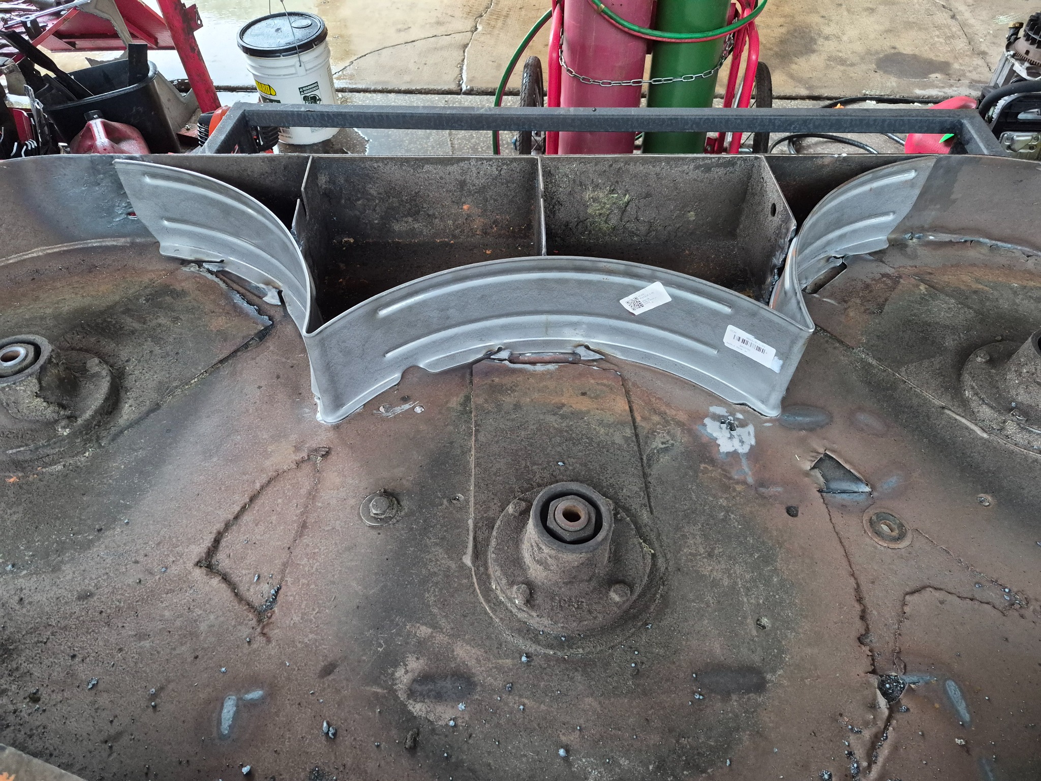 Mower deck reinforcement work