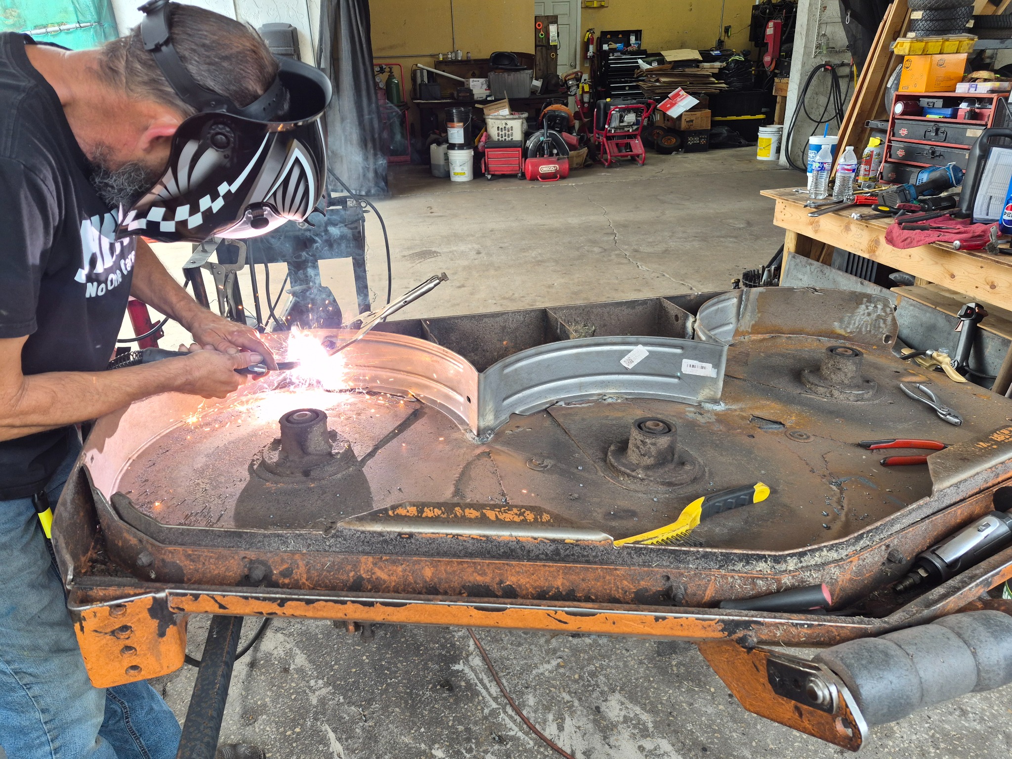 MIG welding repair in progress