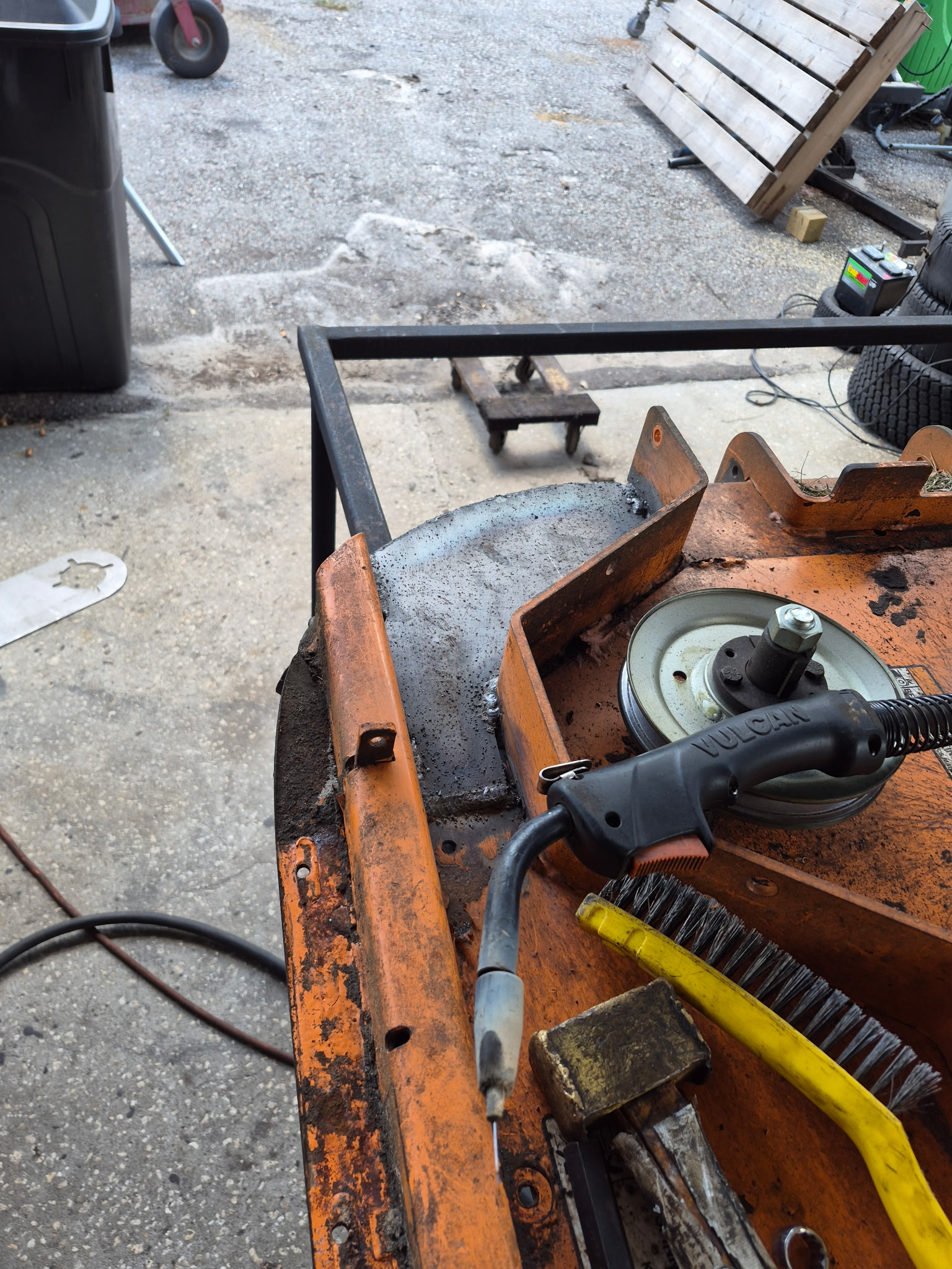 Scag mower deck repaired reinforcement